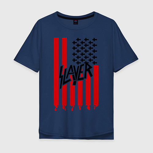 Мужская футболка оверсайз Slayer Flag / Тёмно-синий – фото 1