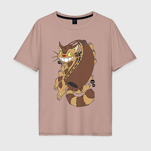 Мужская футболка оверсайз Котобус - catbus / Пыльно-розовый – фото 1
