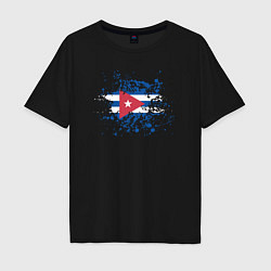 Футболка оверсайз мужская Куба клякса, цвет: черный