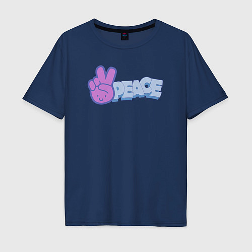 Мужская футболка оверсайз Peace / Тёмно-синий – фото 1