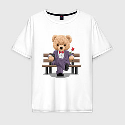 Мужская футболка оверсайз Плюшевый медвежонок на свидании