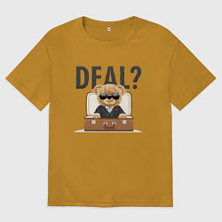 Футболка оверсайз мужская Плюшевый мишка деловой, цвет: горчичный