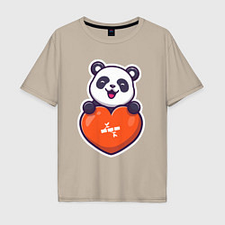 Мужская футболка оверсайз Сердечная панда