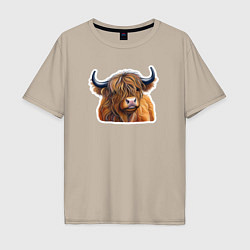 Мужская футболка оверсайз Шотландский волосатый бык