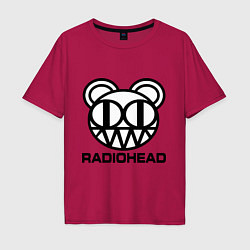 Футболка оверсайз мужская Radiohead logo bear, цвет: маджента