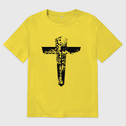 Футболка оверсайз мужская Крест фактурный, цвет: желтый