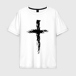 Футболка оверсайз мужская Крест волнистый графика, цвет: белый