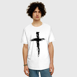 Футболка оверсайз мужская Крест волнистый графика, цвет: белый — фото 2