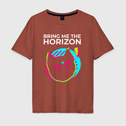 Футболка оверсайз мужская Bring Me the Horizon rock star cat, цвет: кирпичный