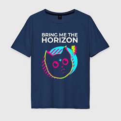 Футболка оверсайз мужская Bring Me the Horizon rock star cat, цвет: тёмно-синий