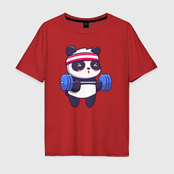 Футболка оверсайз мужская Панда в качалке, цвет: красный