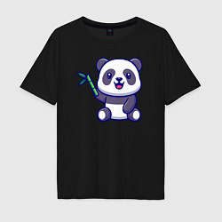 Мужская футболка оверсайз Панда и бамбук