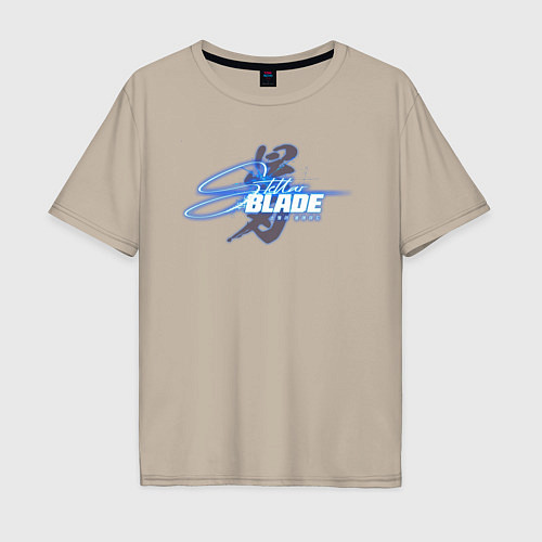 Мужская футболка оверсайз Stellar blade logo / Миндальный – фото 1