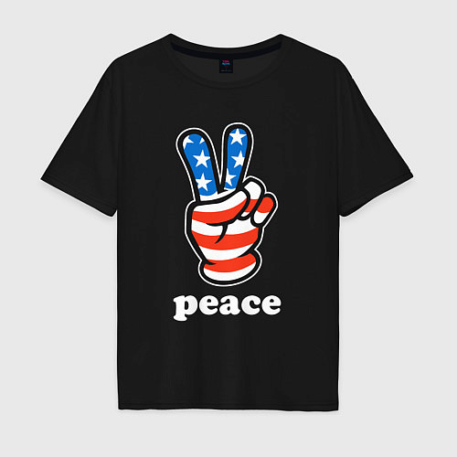 Мужская футболка оверсайз USA peace / Черный – фото 1