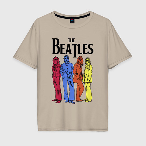 Мужская футболка оверсайз The Beatles all / Миндальный – фото 1