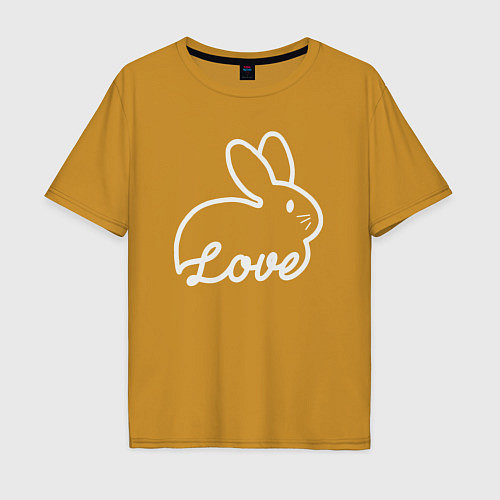 Мужская футболка оверсайз Love bunny / Горчичный – фото 1