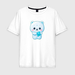 Мужская футболка оверсайз Белый полярный медвежонок