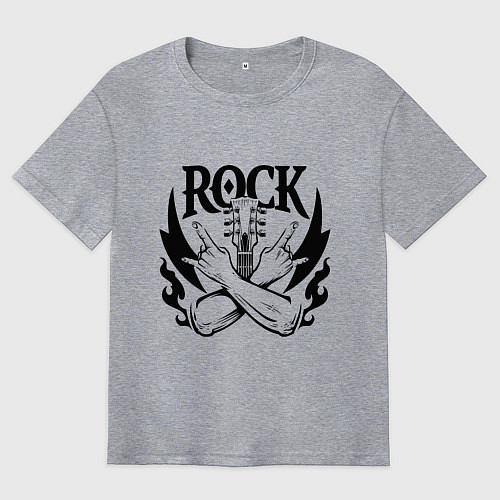 Мужская футболка оверсайз Rock - guitar / Меланж – фото 1