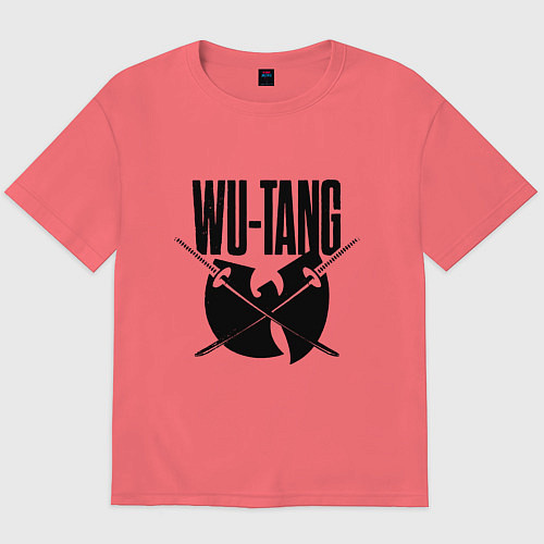 Мужская футболка оверсайз Wu tang catana / Коралловый – фото 1