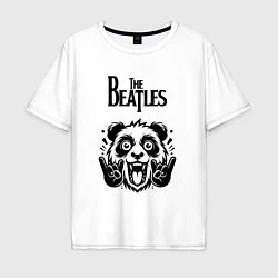 Футболка оверсайз мужская The Beatles - rock panda, цвет: белый