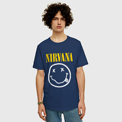 Футболка оверсайз мужская Nirvana original, цвет: тёмно-синий — фото 2