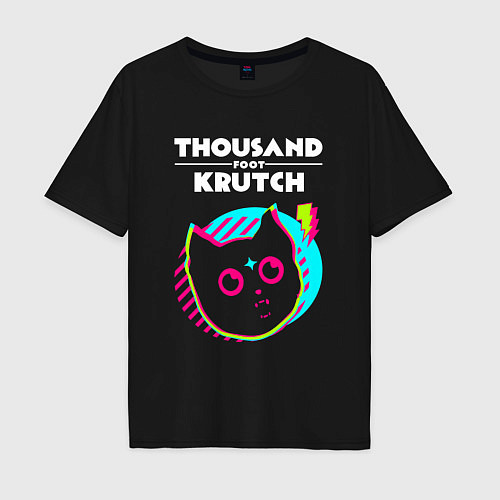 Мужская футболка оверсайз Thousand Foot Krutch rock star cat / Черный – фото 1
