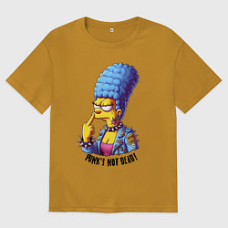 Футболка оверсайз мужская Marge Simpson - punks not dead motto, цвет: горчичный