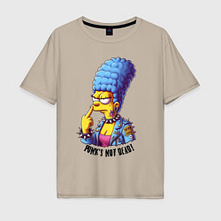 Мужская футболка оверсайз Marge Simpson - punks not dead motto