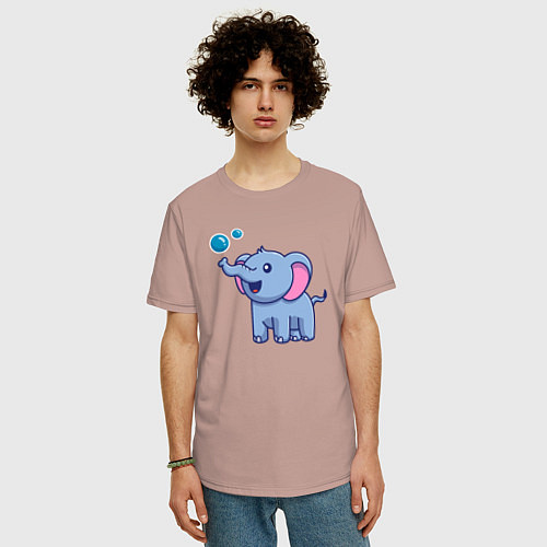 Мужская футболка оверсайз Слоник и пузырьки / Пыльно-розовый – фото 3