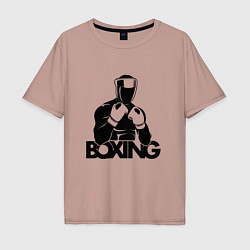 Футболка оверсайз мужская Boxing art, цвет: пыльно-розовый