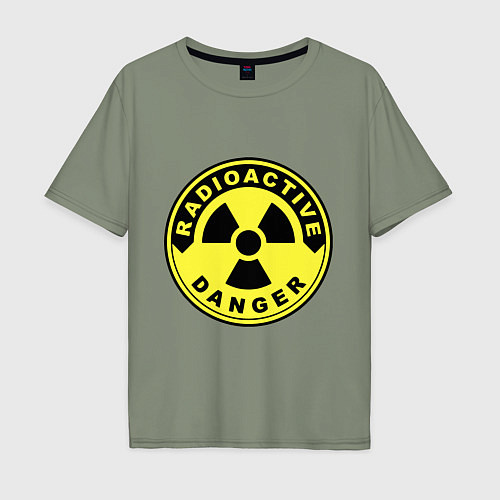 Мужская футболка оверсайз Danger radiation sign / Авокадо – фото 1