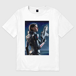 Футболка оверсайз мужская Mass effect - character ai art, цвет: белый
