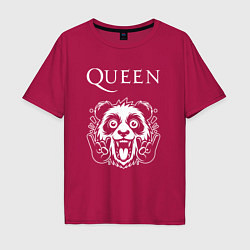 Футболка оверсайз мужская Queen rock panda, цвет: маджента