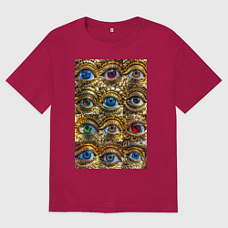Мужская футболка оверсайз Глаза разноцветные из золота в стиле стимпанк