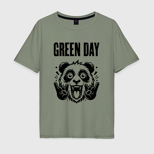 Мужская футболка оверсайз Green Day - rock panda / Авокадо – фото 1