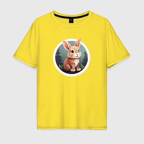 Мужская футболка оверсайз Маленький пушистый кролик / Желтый – фото 1