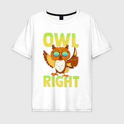 Футболка оверсайз мужская Owl right - каламбур отлично, цвет: белый