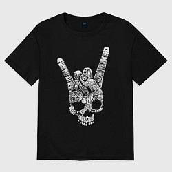 Футболка оверсайз мужская Metal skull direction, цвет: черный
