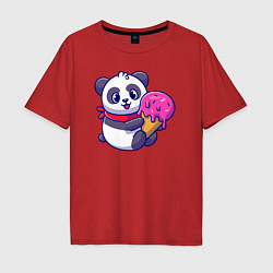 Мужская футболка оверсайз Панда и мороженое