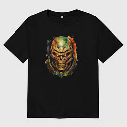 Футболка оверсайз мужская Doom slayer skull, цвет: черный