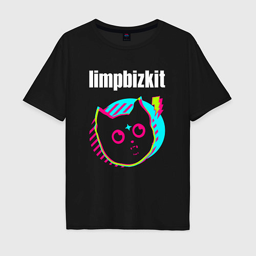 Мужская футболка оверсайз Limp Bizkit rock star cat / Черный – фото 1