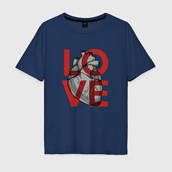 Мужская футболка оверсайз Love с сердцем