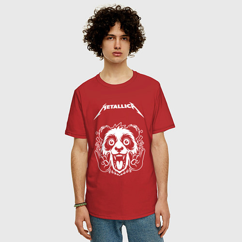 Мужская футболка оверсайз Metallica rock panda / Красный – фото 3