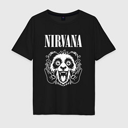 Футболка оверсайз мужская Nirvana rock panda, цвет: черный