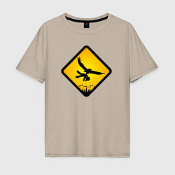 Мужская футболка оверсайз Знаки опасности- совы