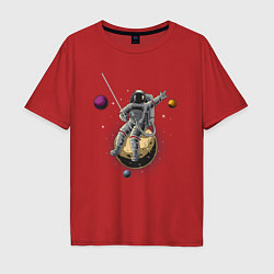 Футболка оверсайз мужская Космонавт wrecking ball, цвет: красный