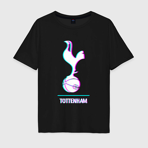 Мужская футболка оверсайз Tottenham FC в стиле glitch / Черный – фото 1