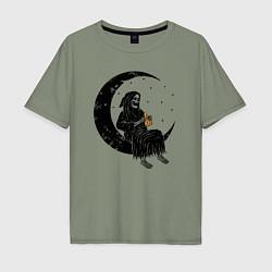 Мужская футболка оверсайз Смерть ест пиццу на Луне