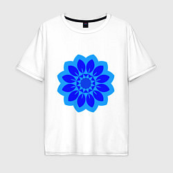 Футболка оверсайз мужская Мандала - голубой цветок, цвет: белый