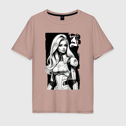 Мужская футболка оверсайз Barbie - sketch ai art / Пыльно-розовый – фото 1